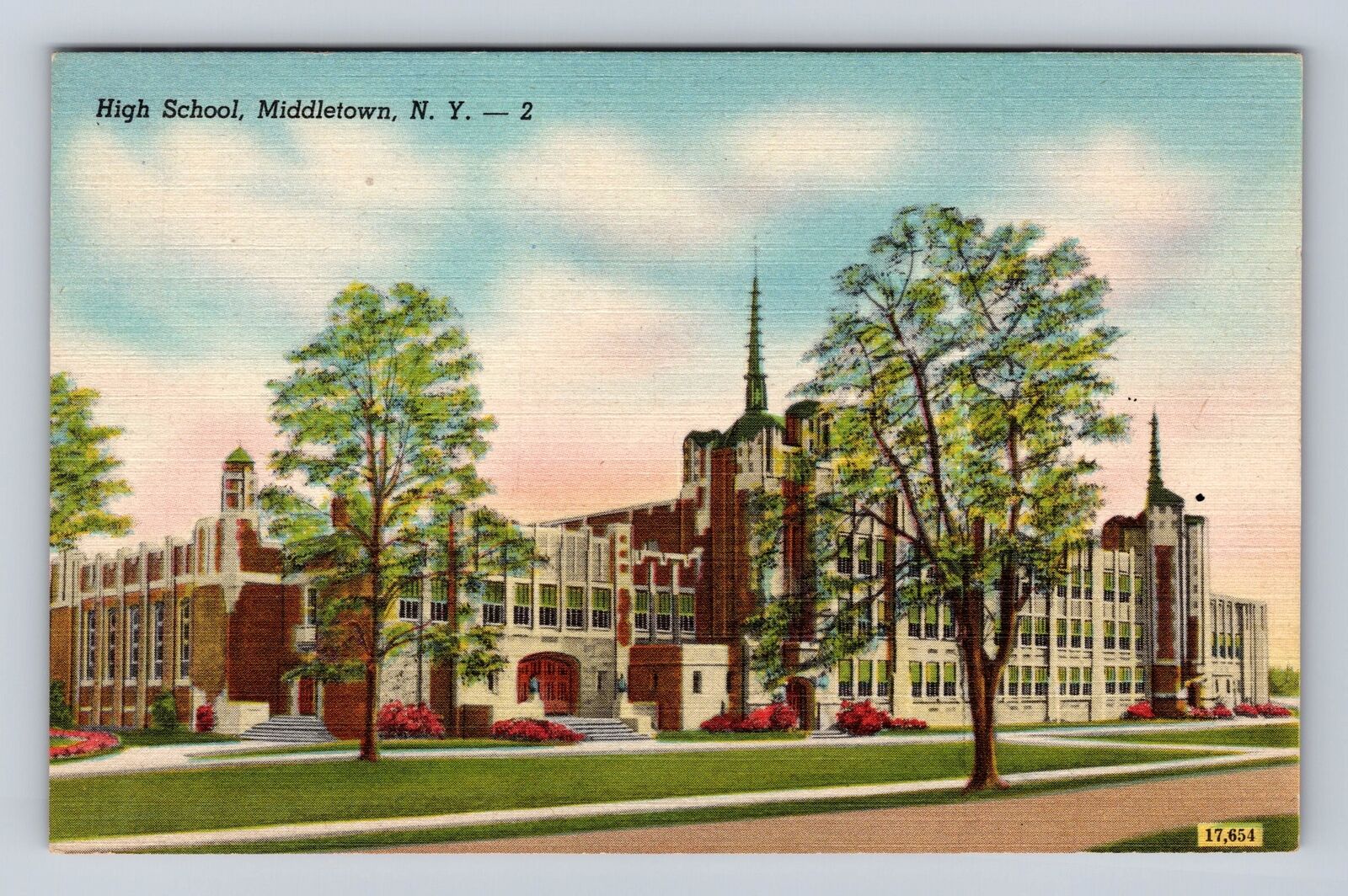 Middletown NY-New York, High School, Antique Vintage Souvenir Postcard
