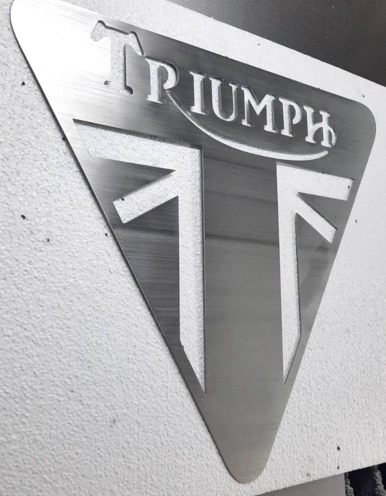 Triumph Garage Sign, Beautiful Brushed Aluminum, 18\