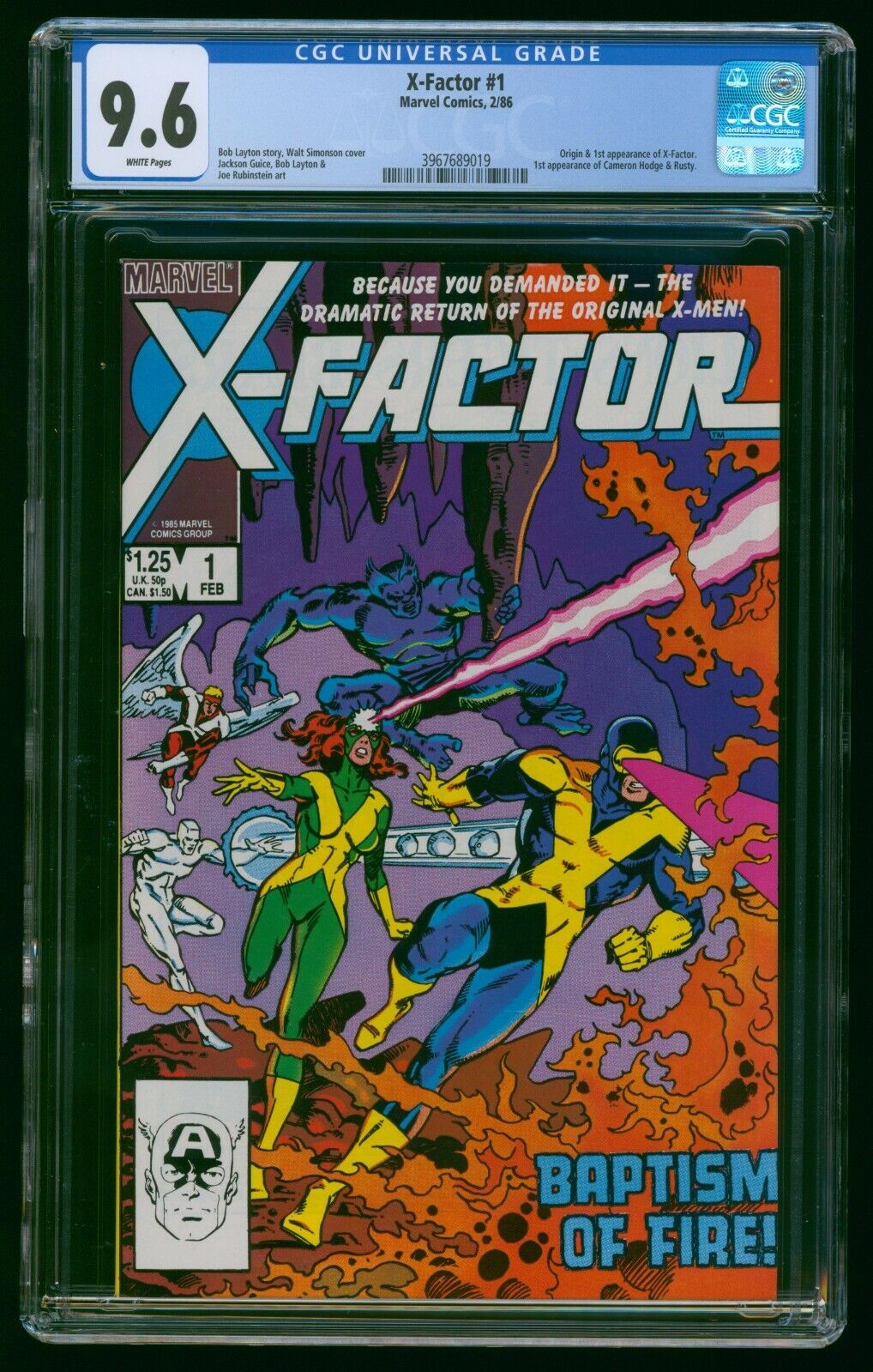 X-FACTOR (1986) #1 CGC 9.6 1st APPEARANCE ORIGIN WHITE PAGES