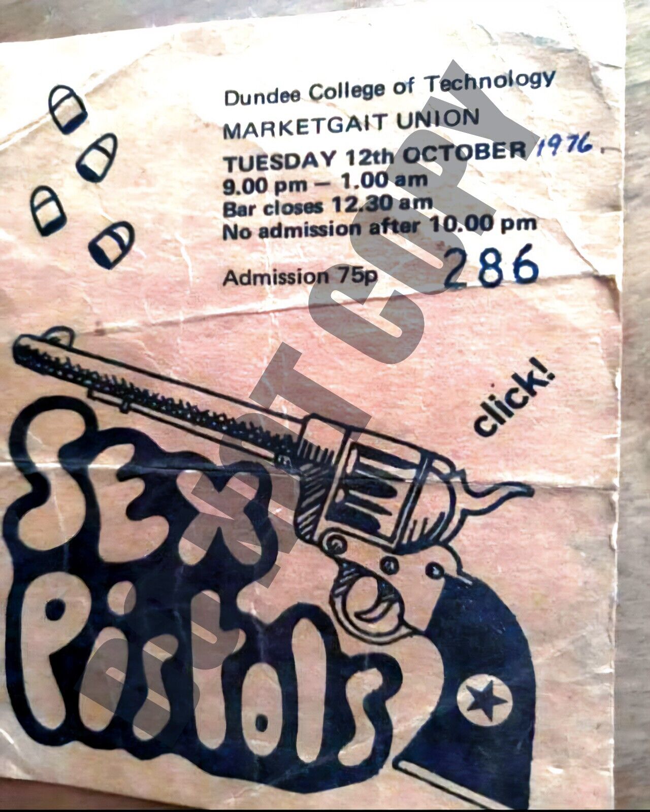 Oct 1976 Sex Pistols Concert College Technology Dundee Scotland Flyer 8x10 Photo