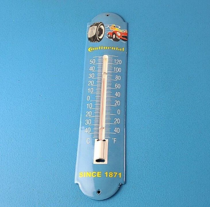 Vintage Continental Tires Sign - Service Gas Pump Sign on Porcelain Thermometer