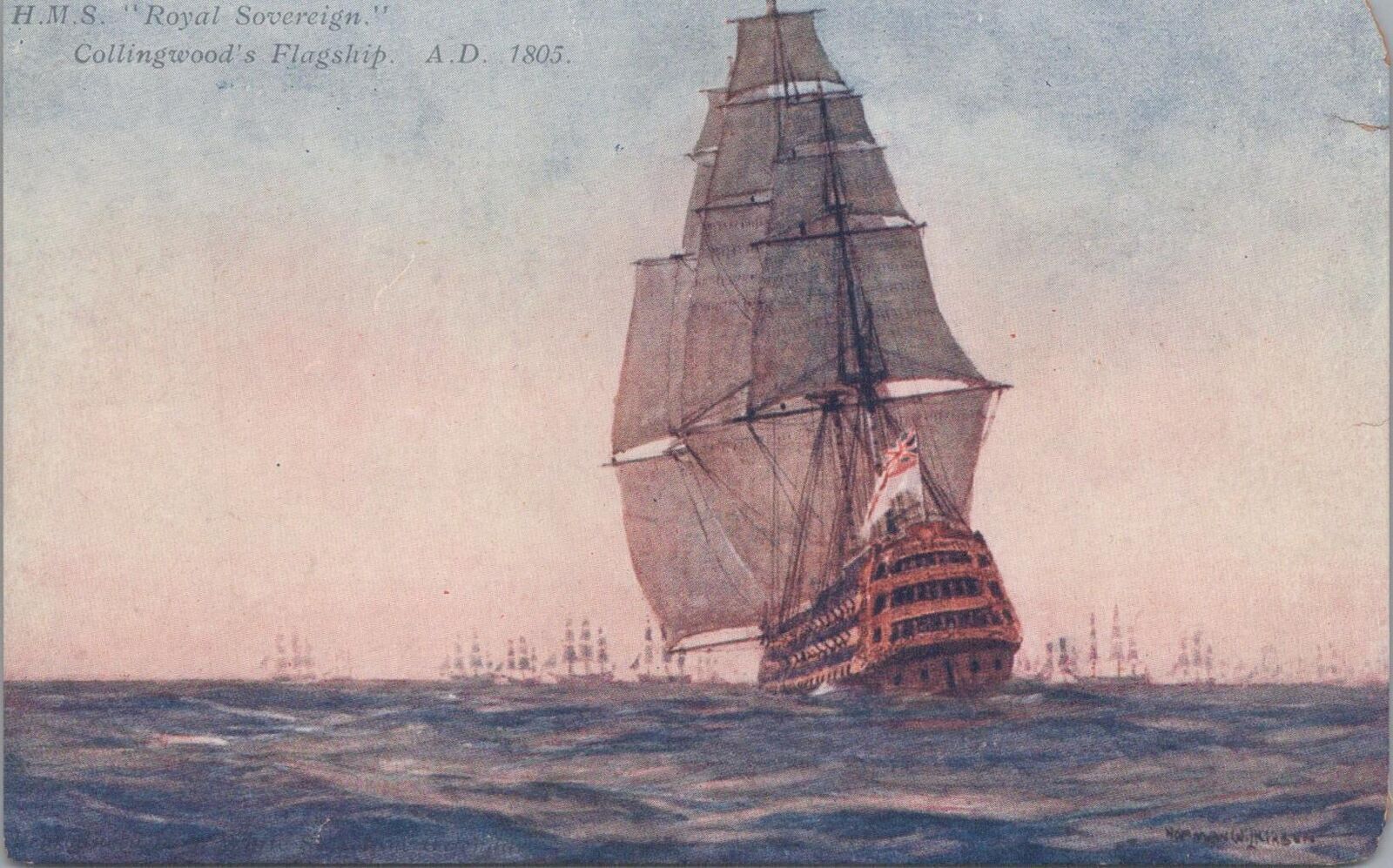 Postcard Ship HMS Royal Sovereign Collingwood's Flagship 
