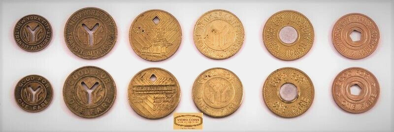 NYC New York City Subway Tokens, All six (6) 1953 - 1993 Complete Set - #A12