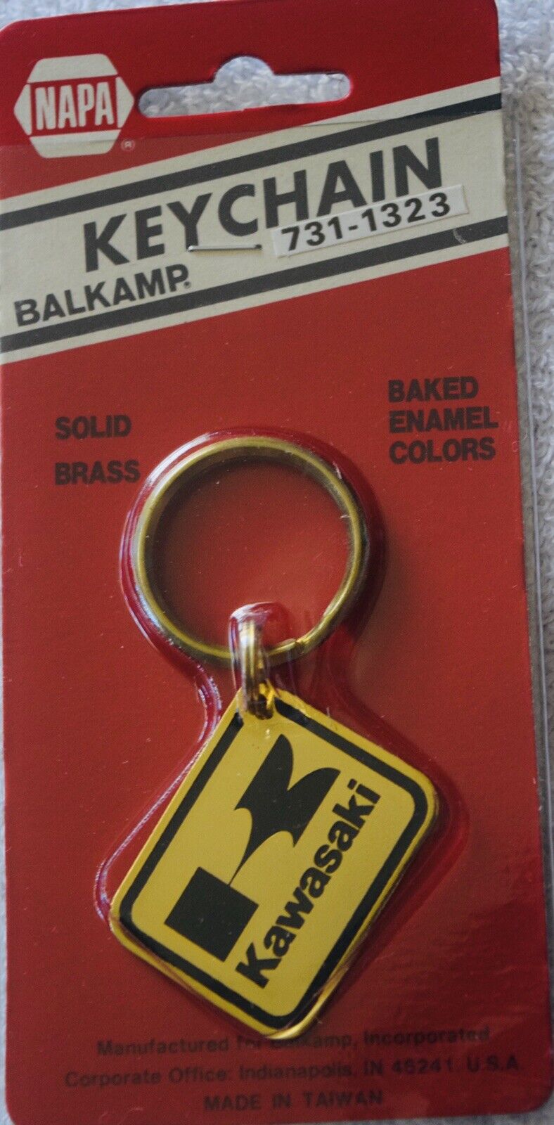 Vintage Napa Balkamp 1970’s 1980’s Retro Kawasaki Gold Brass Keychain NOS