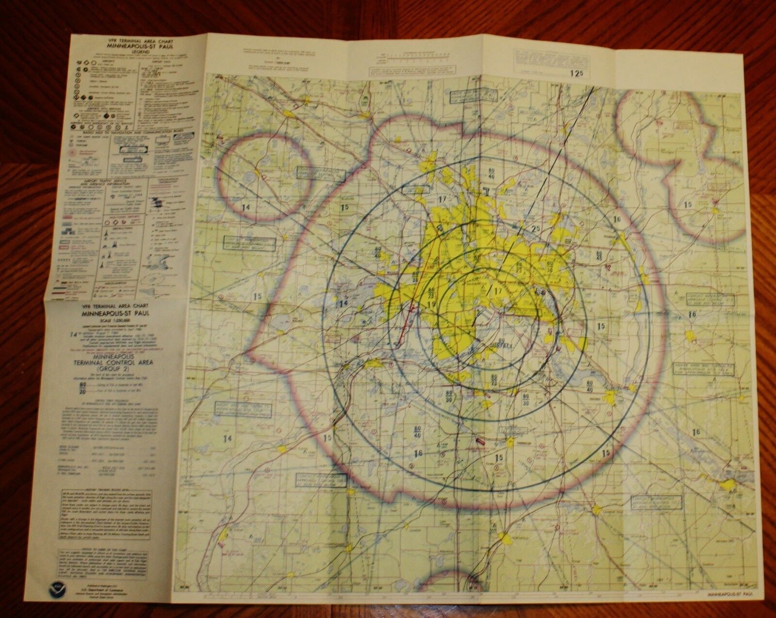 2 Minneapolis Terminal Control Area Aeronautical VFR Chart Map 1980-81 1:250,000