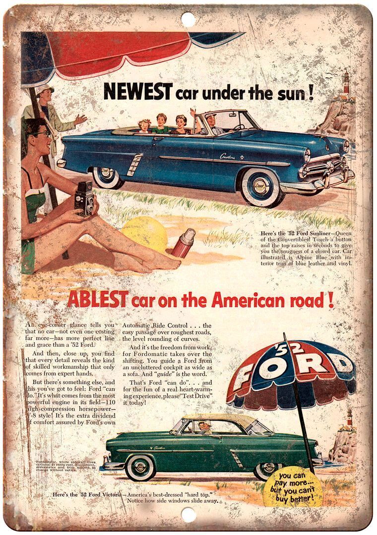 1952 ford Superliner Vintage Automobile Reproduction Metal Sign A966