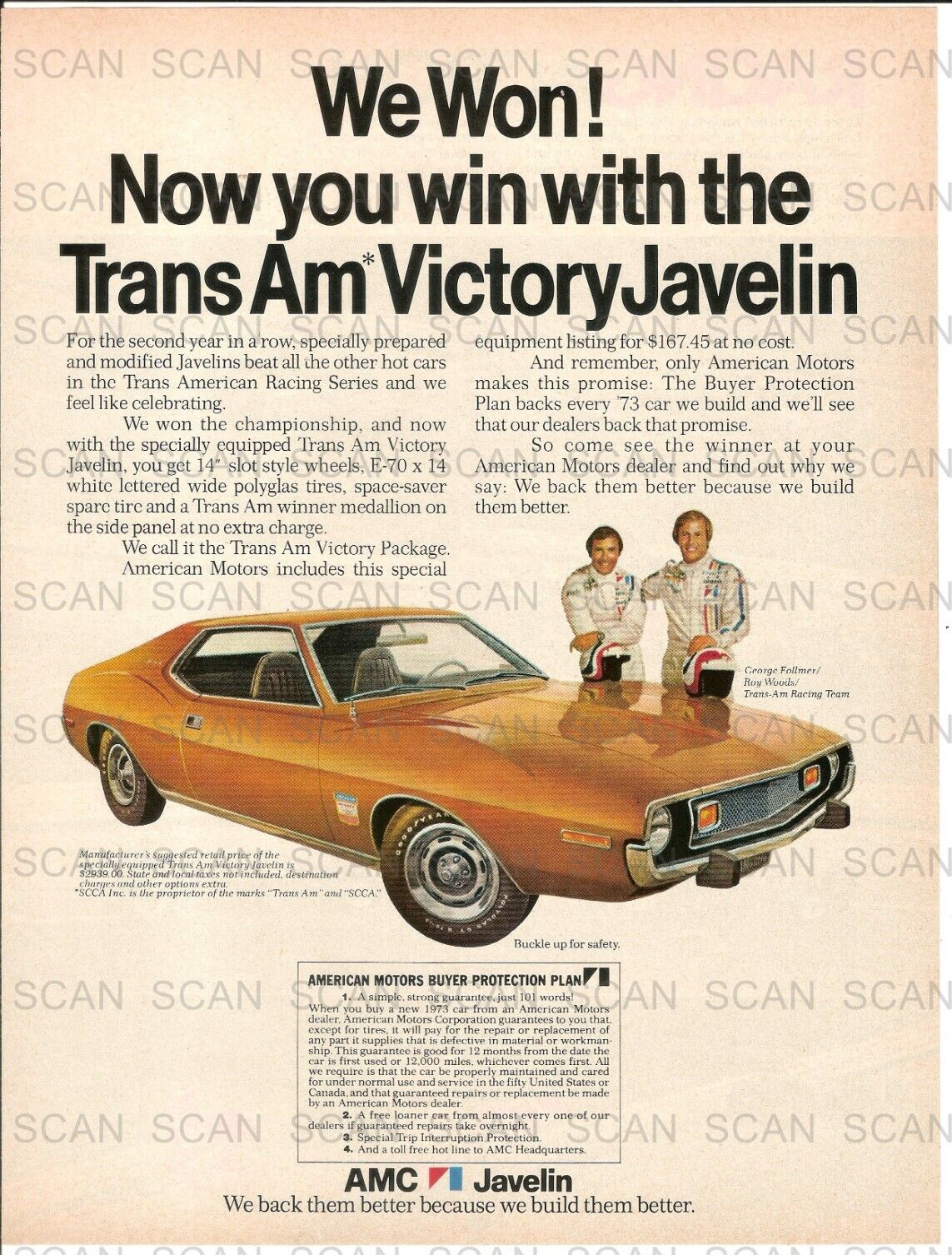 1972 AMC Javelin Vintage Magazine Ad  Trans Am Racing Team