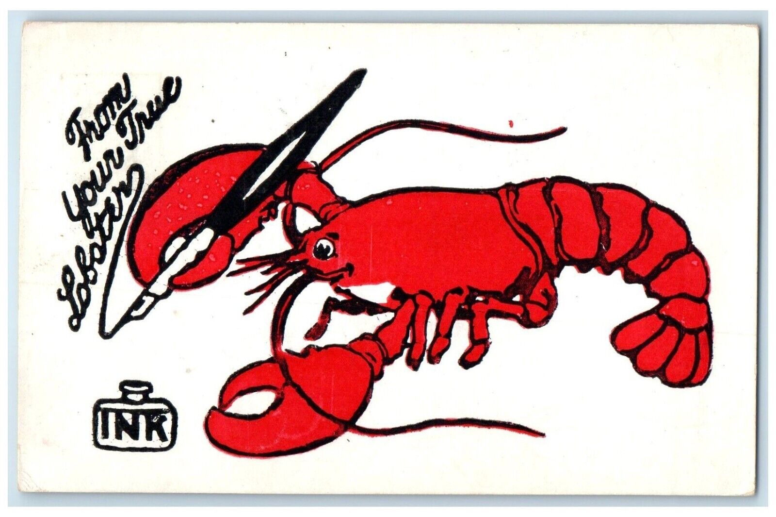 1908 From Your True Lobster Ink Los Angeles California CA Antique Postcard