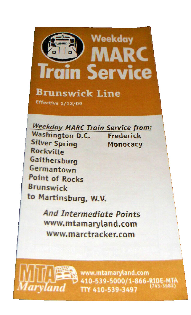 JANUARY 2009 MARC BRUNSWICK LINE PUBLIC TIMETABLE 
