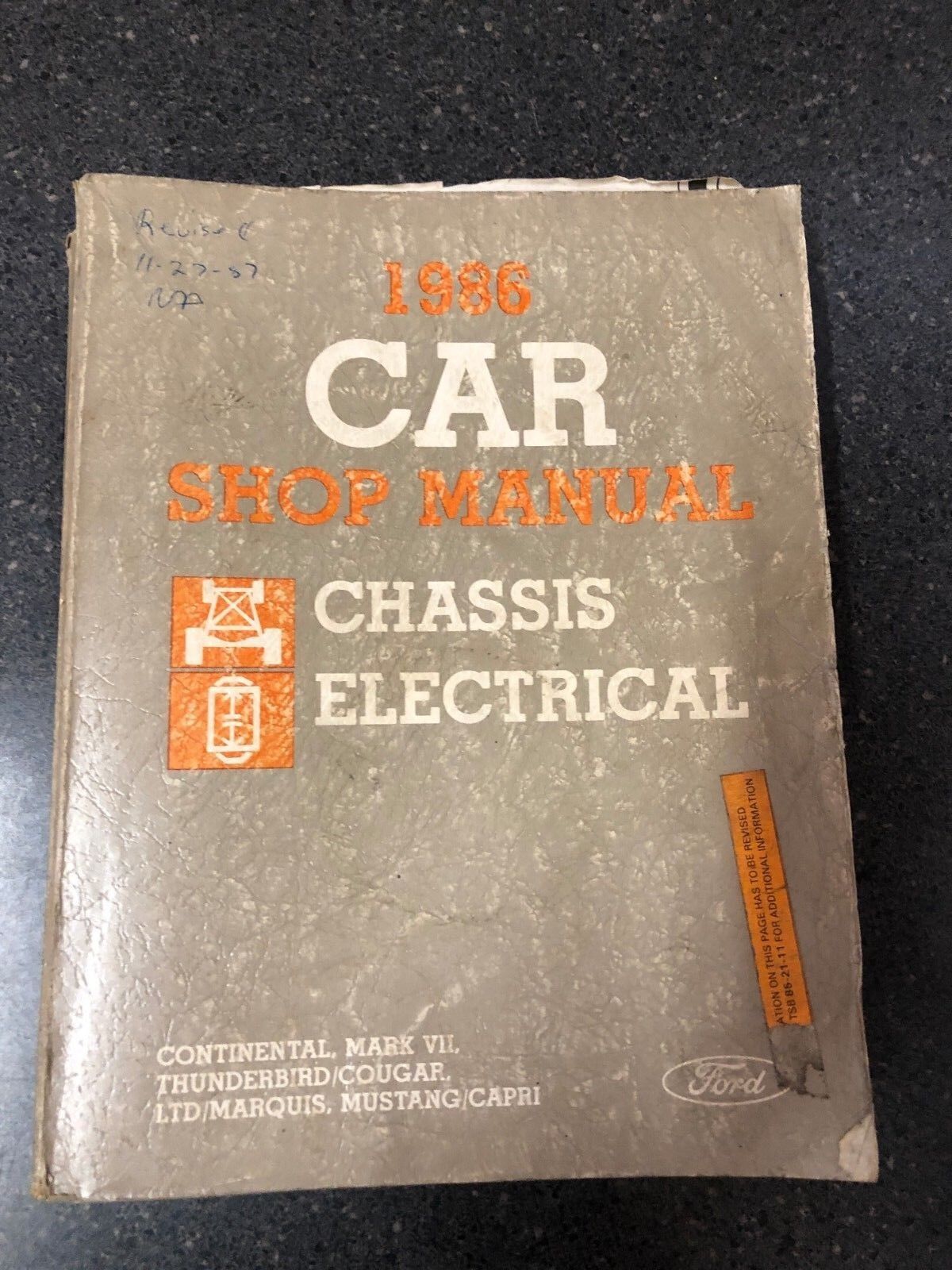 1986 Ford Car Shop Manual Chassis Electrical CONTINENTAL MUSTANG THUNDERBIRD OEM