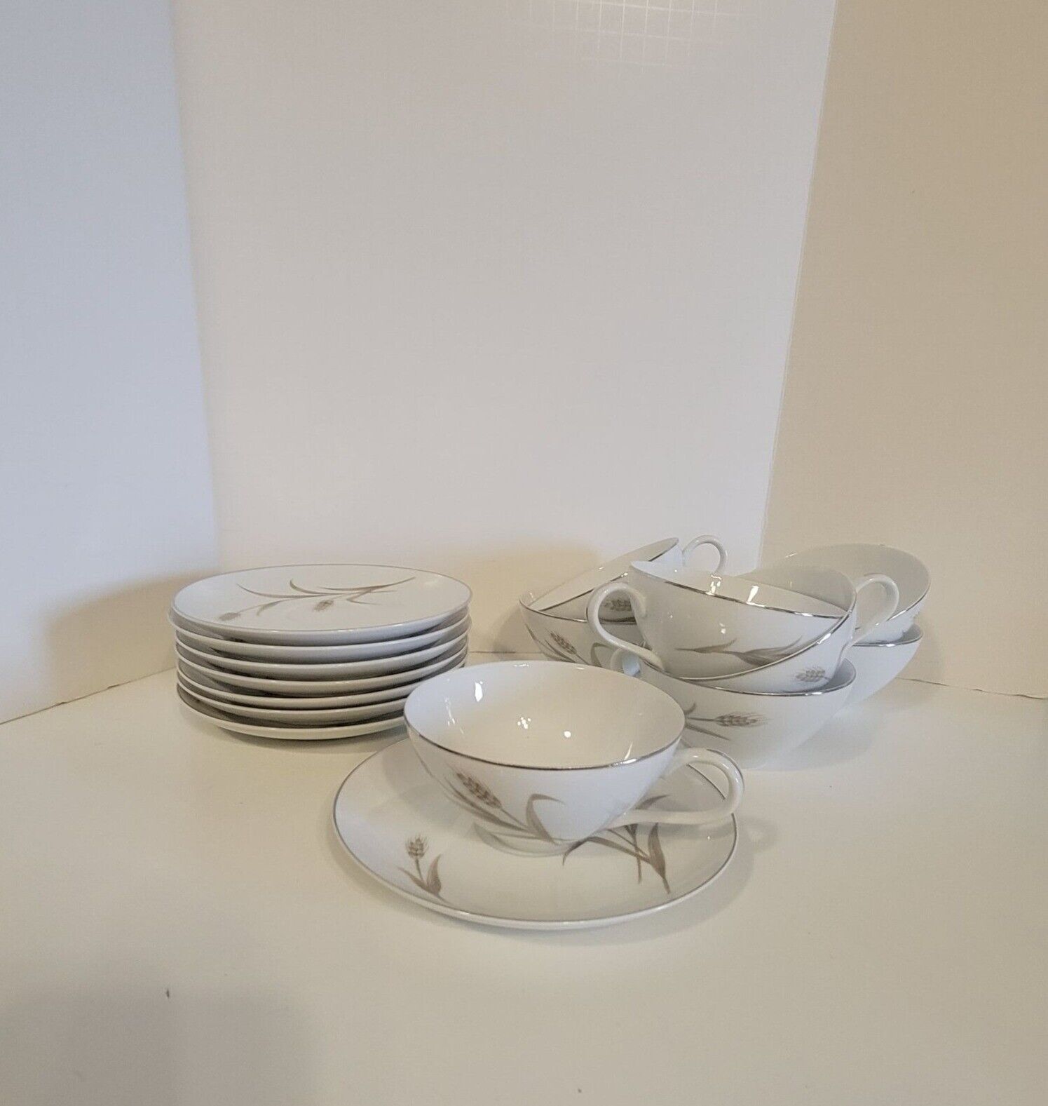 Vintage West Wheat Fine China of Japan Set of 8 Cup & Saucers