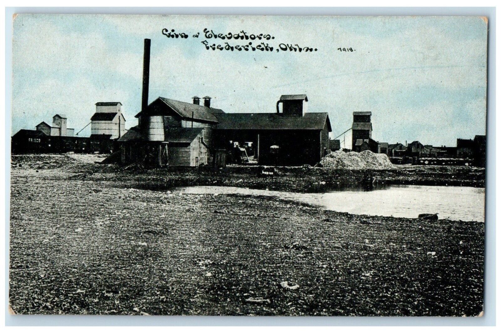 1912 Exterior View Gin Elevators Building Frederick Oklahoma OK Antique Postcard