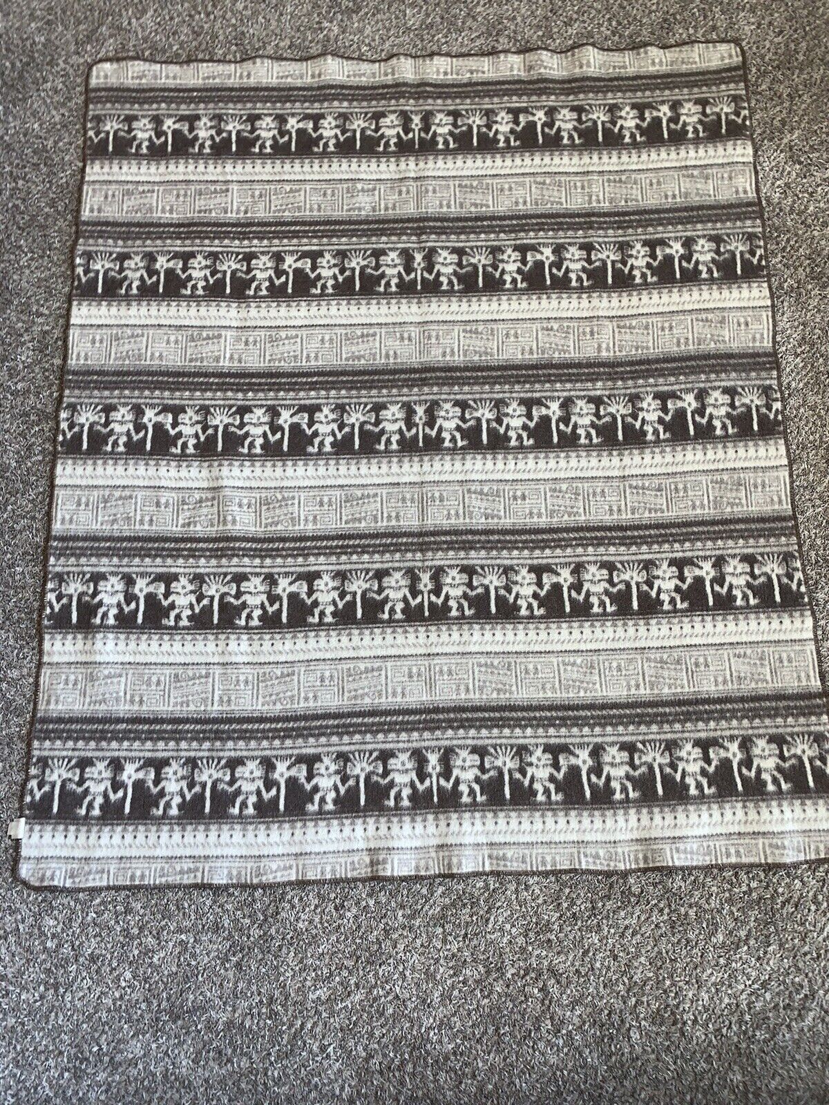 Vtg LL Bean Wool Blanket One Weave Indigenous Designs RARE