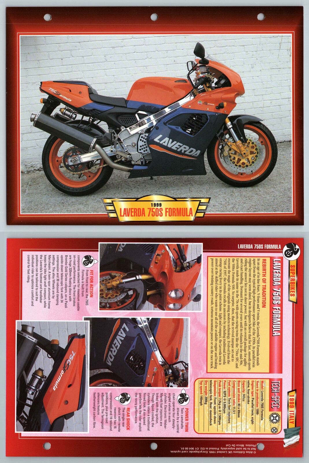 Laverda 750S Formula - 1999 - Superbikes - Atlas Motorbike Fact File Card