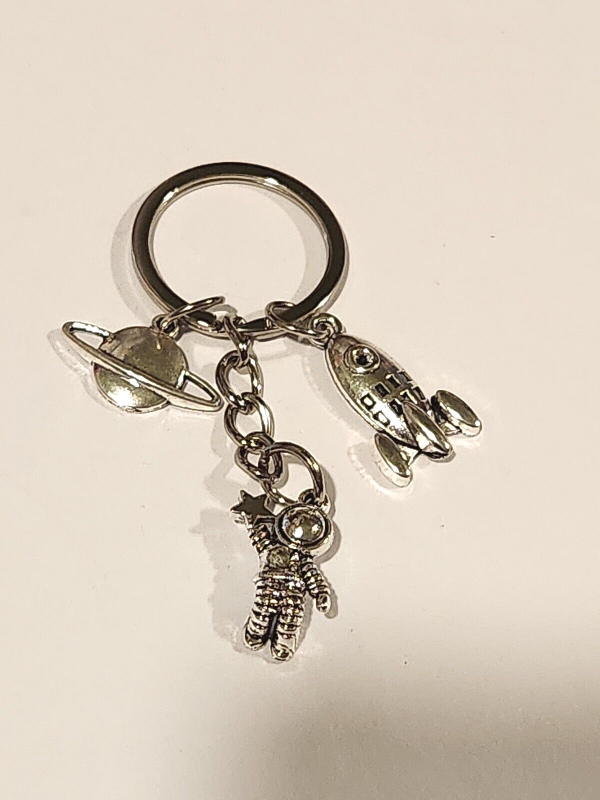 Space Keychain Astronaut Rocket Planet Keychain Silver Outer Space