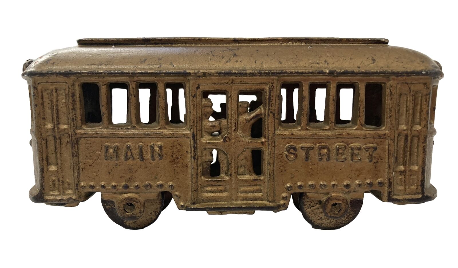 A. C. Williams Main Street trolley car cast iron bank Rare Without Passengers