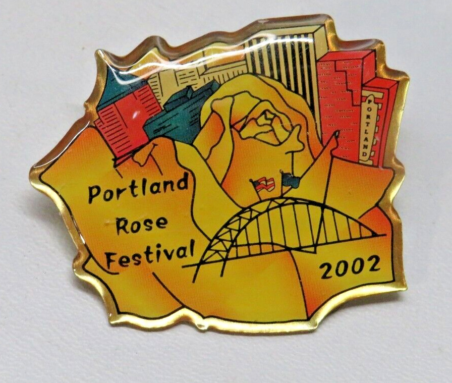 2002 Official Portland Rose Festival Metal Enamel Hat / Lapel Pin