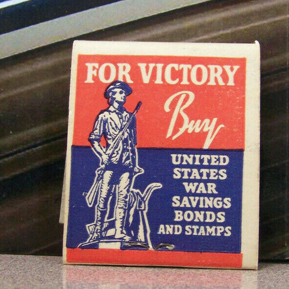 Vintage Matchbook G4 Circa 1940 V Victory United States War Bonds Stamps Savings