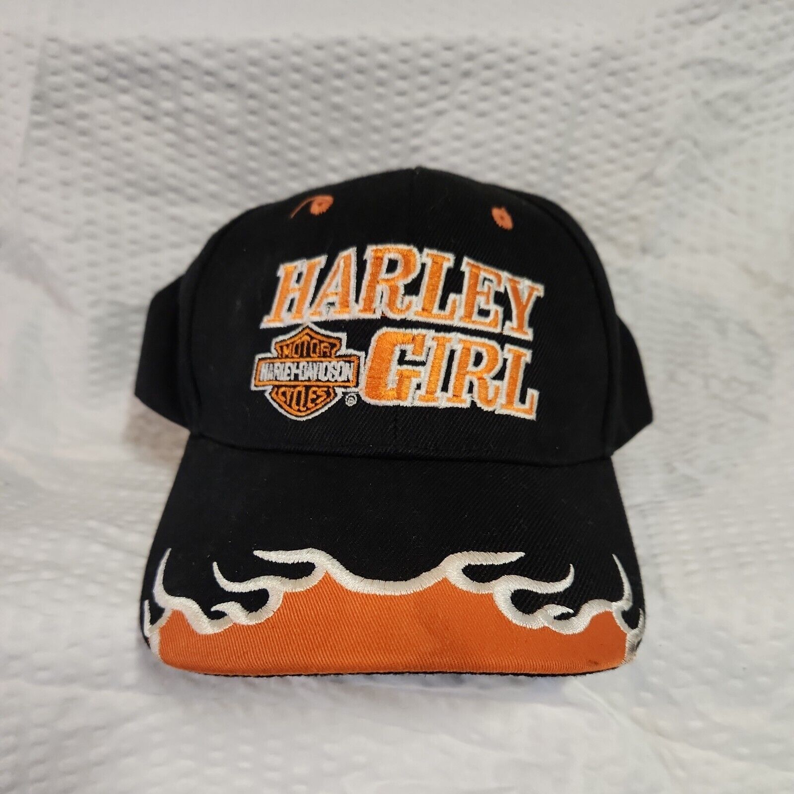 Harley Davidson HARLEY GIRL Motorcycle Ball Cap With Flames. Adjustable