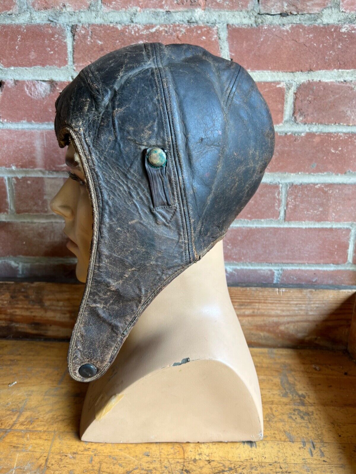 Marked Indian Motorcycles Scarce 1930s Early Leather Riding Cap WWII Aviator