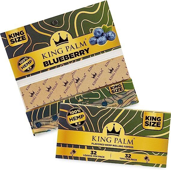 King Palm | Flavored Rolling Papers and Tips | 32 Papers & 32 Tips  | Blueberry