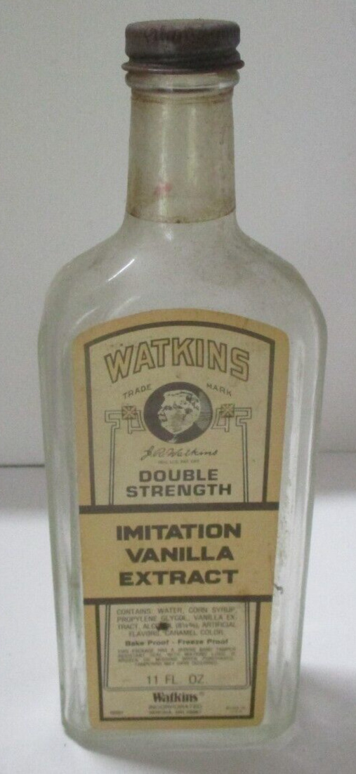 Vintage Watkins Double Strength Vanilla Screw Top Bottle