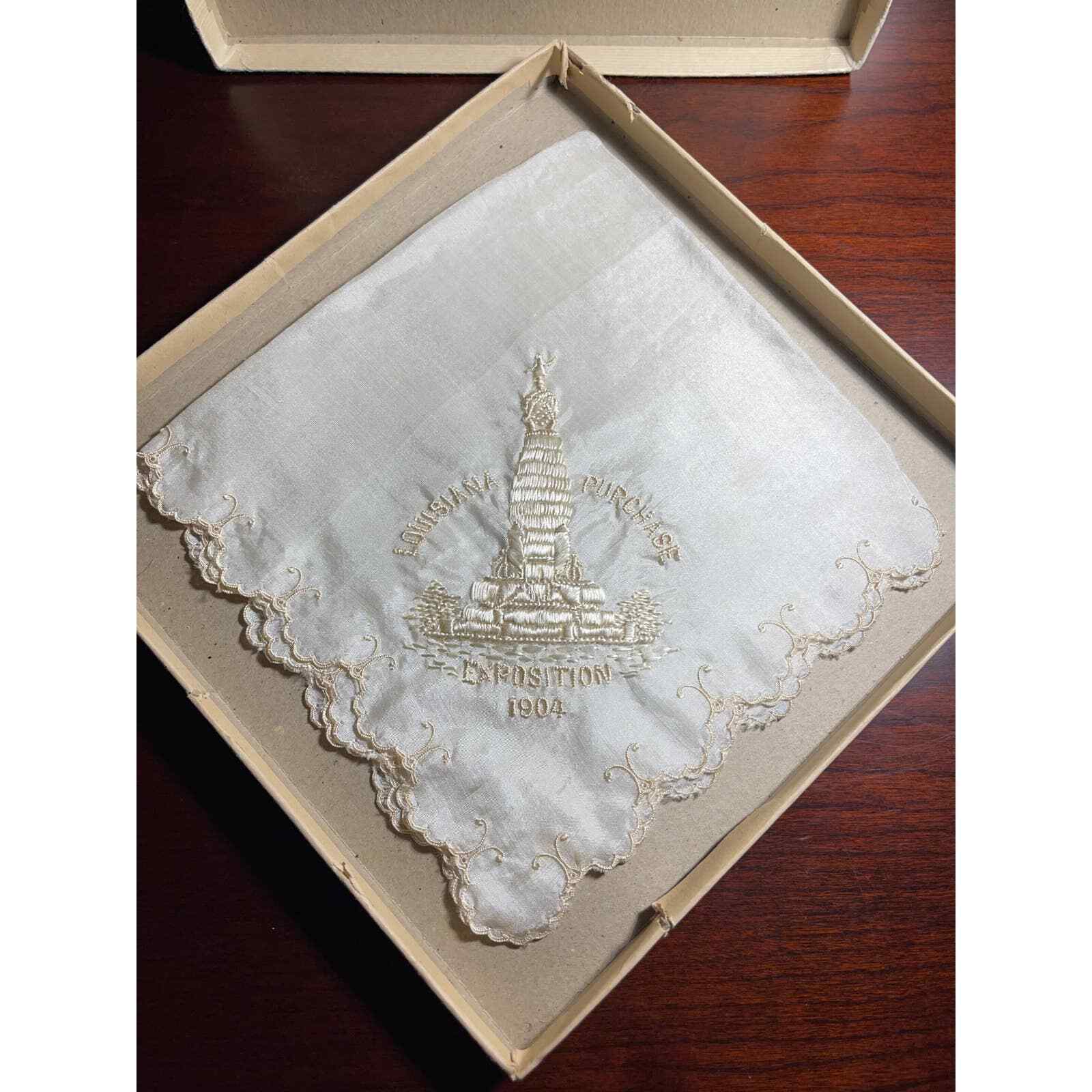 Louisiana Purchase Exposition 1904 Silk Handkerchief From Gimbels Pittsburgh Box