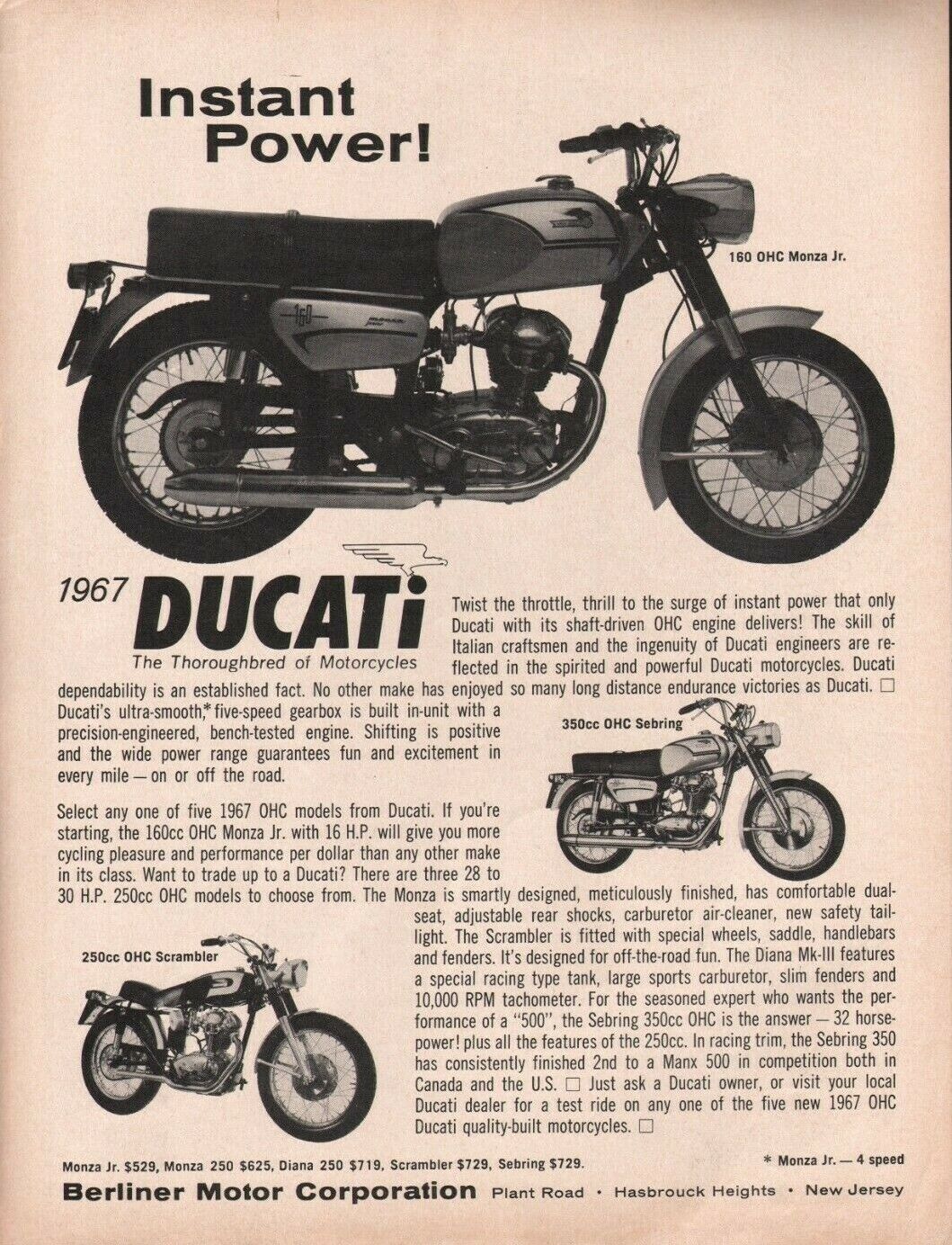 1967 Ducati - The Thoroughbred of Motorcycles - Vintage Motorcycle Ad