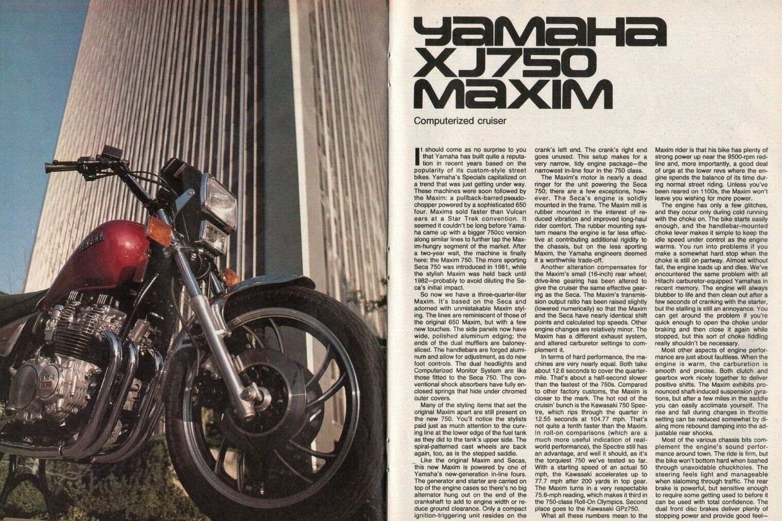 1982 Yamaha XJ750 Maxim - 5-Page Vintage Motorcycle Test Article