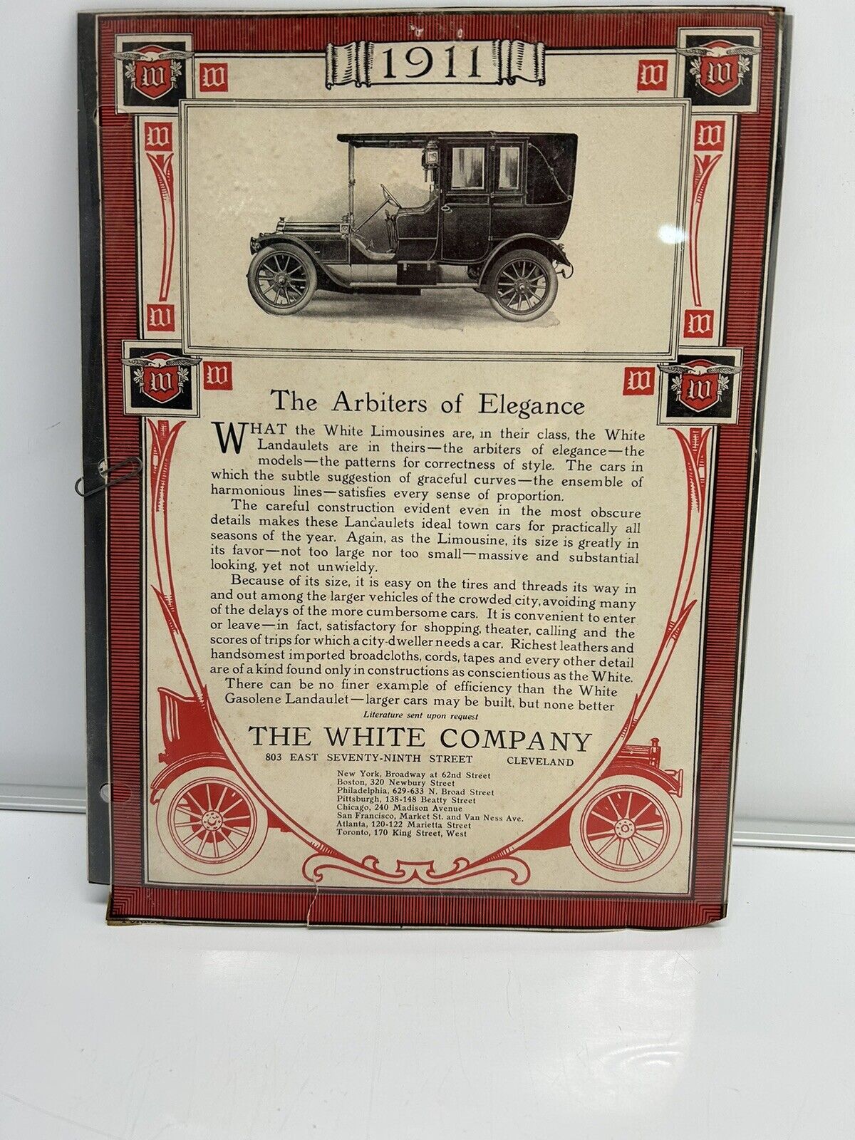1911 PAPER AD CAR AUTO Newspaper