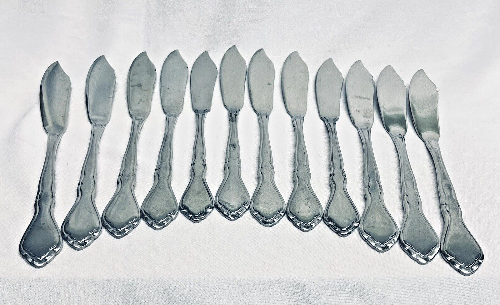 WF Washington Forge Stainless SPRING MEADOW Lot of 12 Fish Knives Butter Knives
