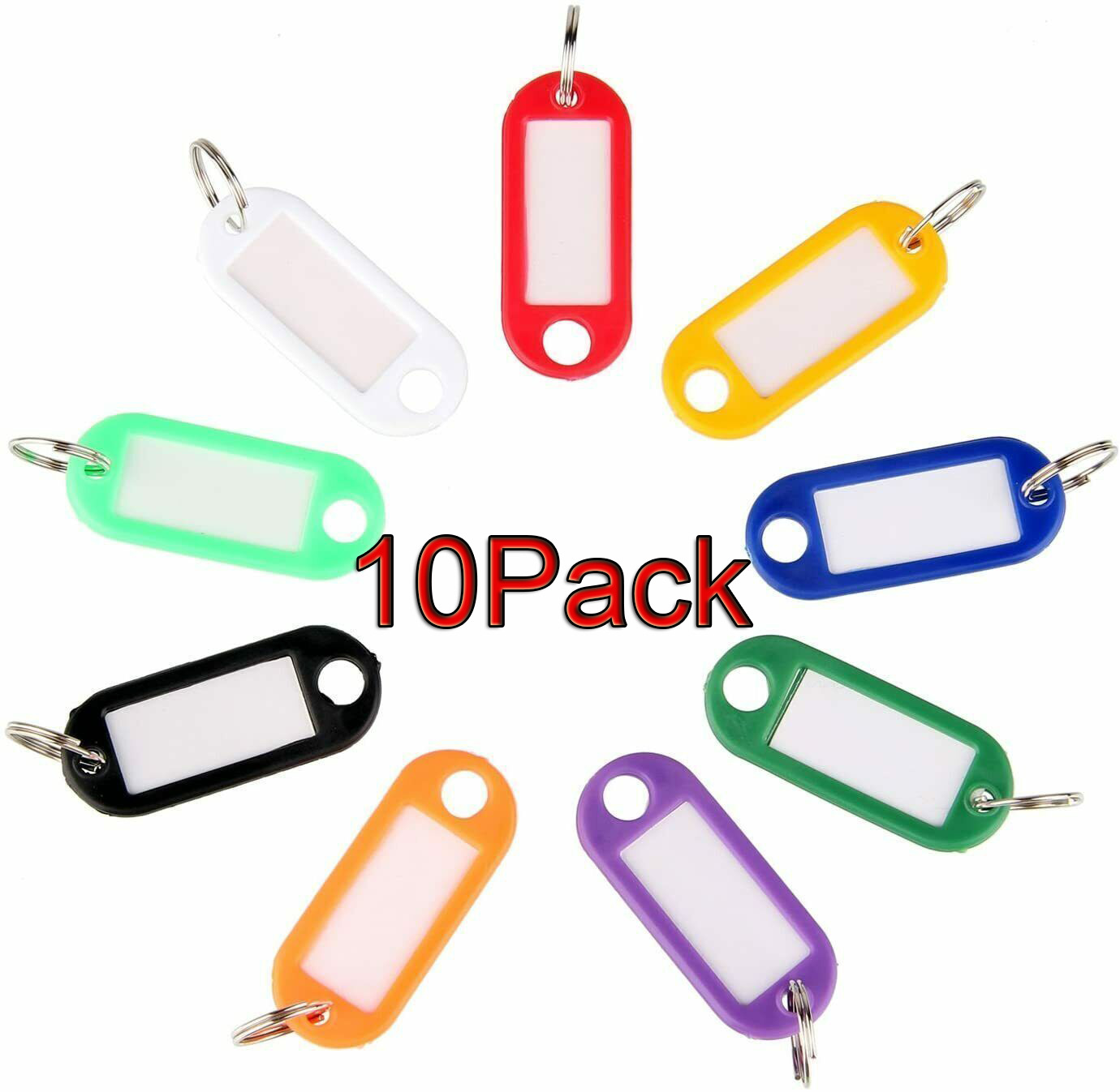 10-100Pcs Plastic Tags Key Split Ring Label Name Luggage Car Tags Baggage Chains