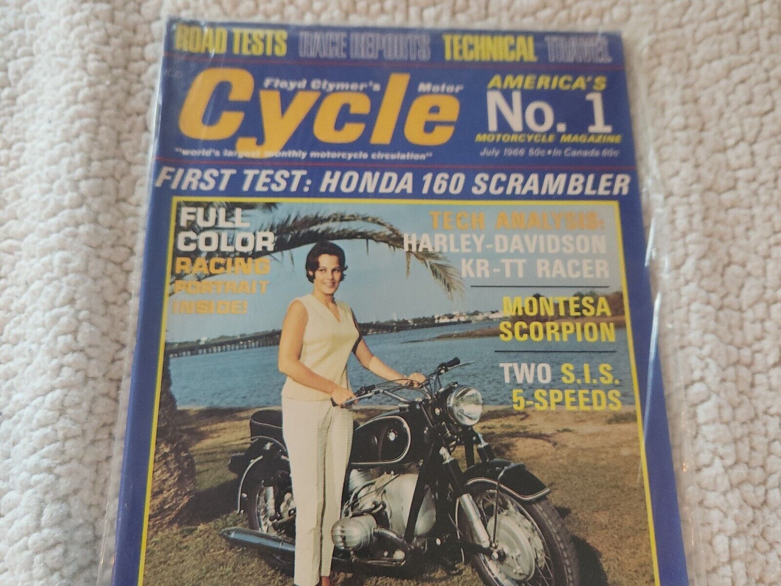 Floyd Clymer\'s Motorcycle Magazine Vintage July 1966 Harley Davidson KR-TT Racer