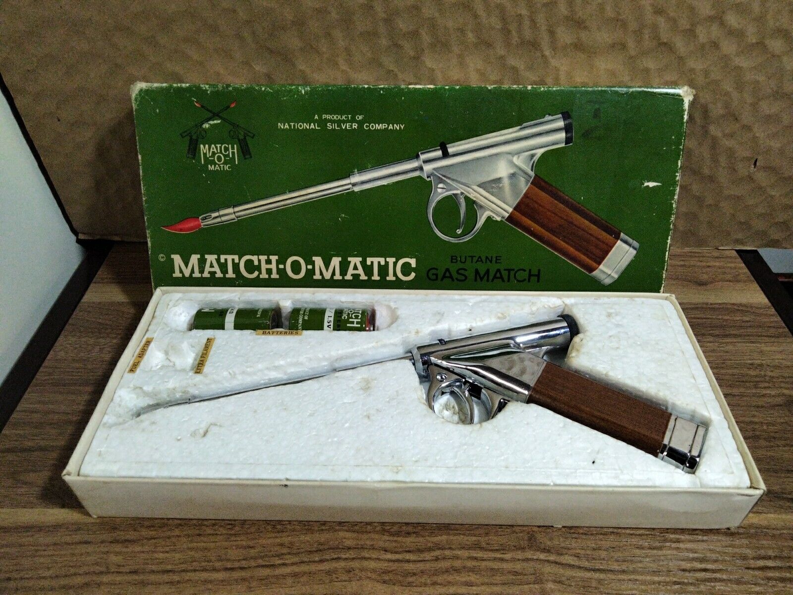 National Silver Company Match O Matic Butane Gas Match Gun R-1666