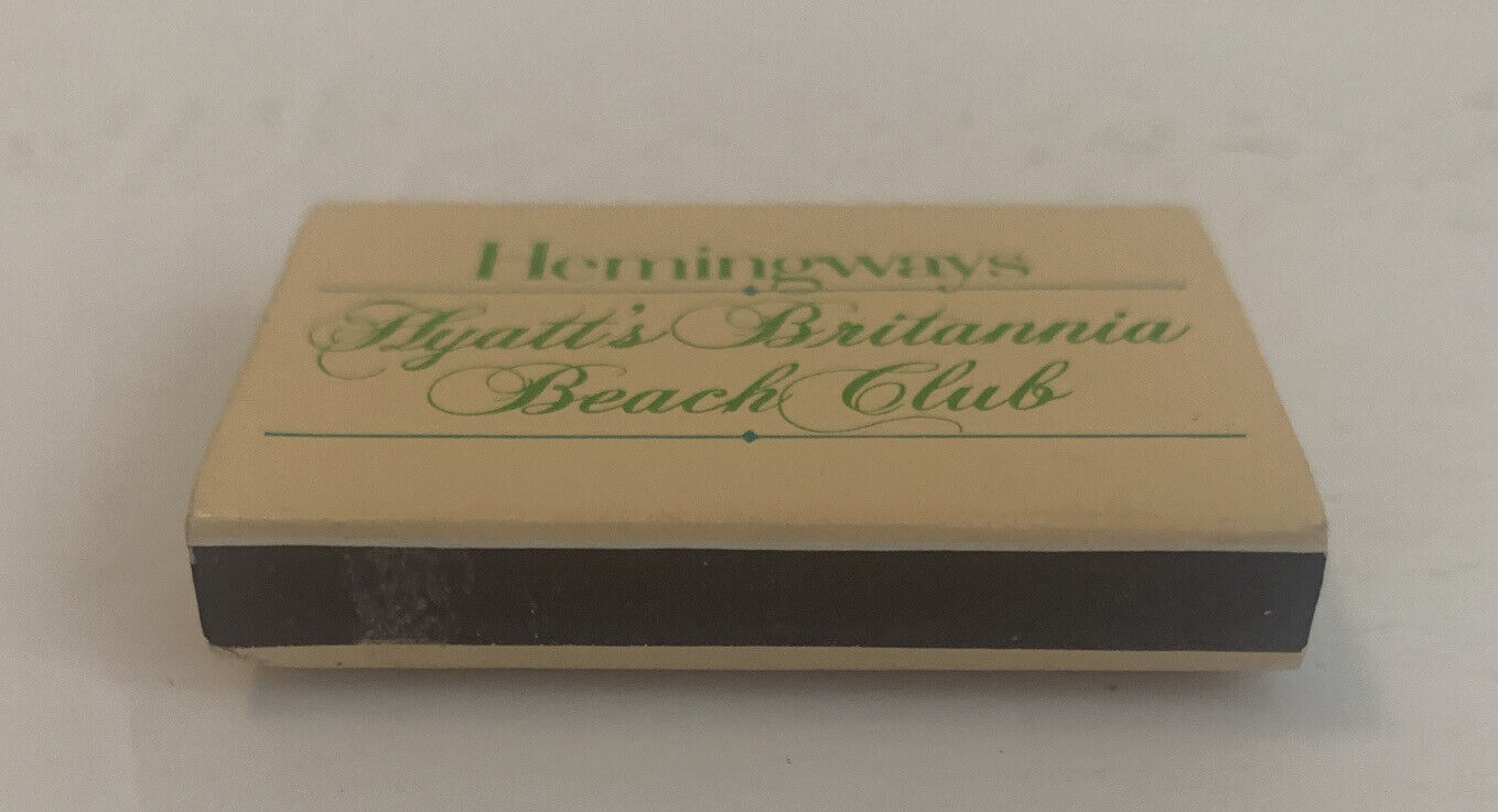 Vintage Hemingways Hyatt Regency Matchbox British West Indies Beach Souvenir Ad
