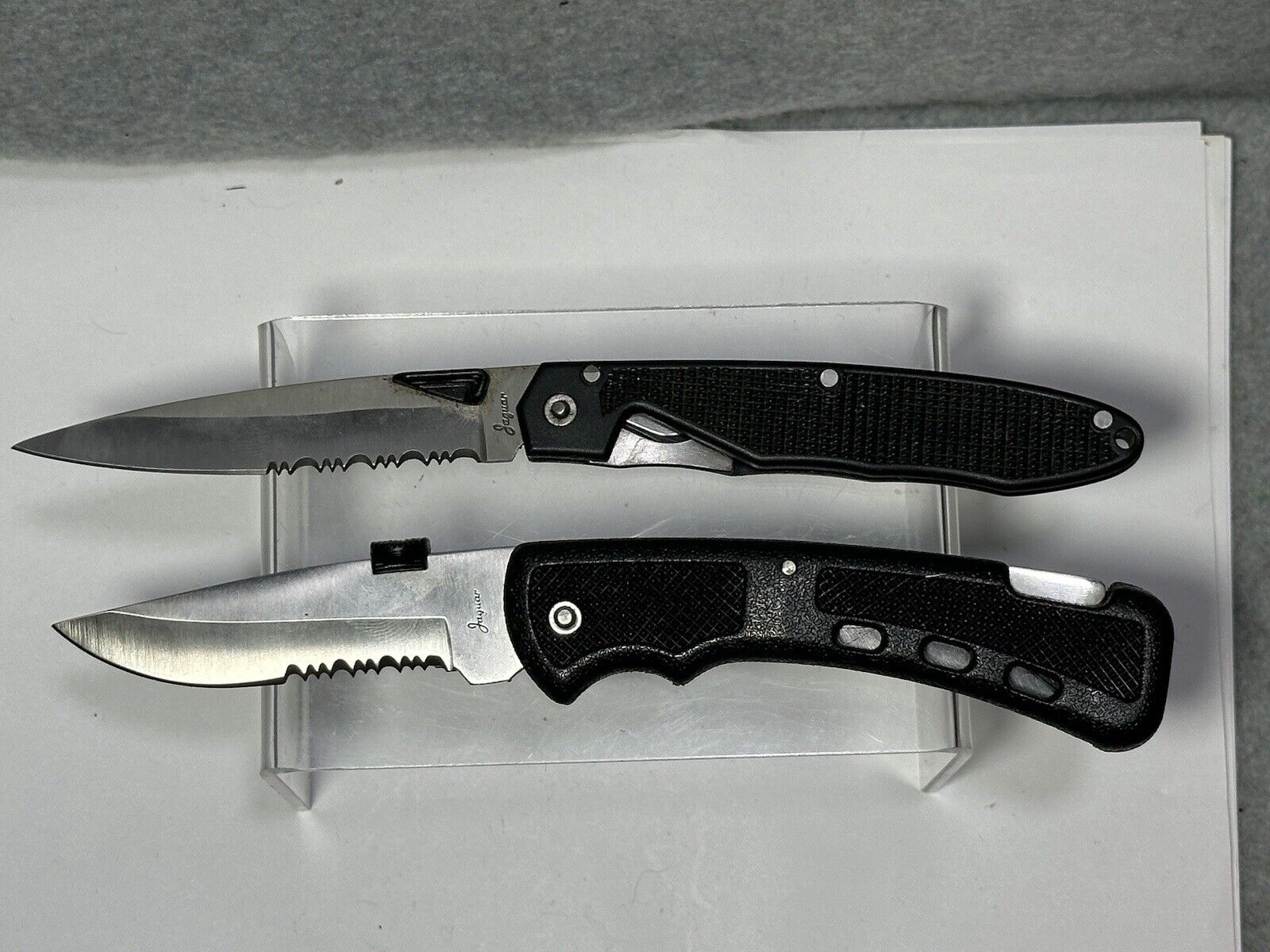 JAGUAR POCKET FOLDING KNIFE BLACK PLASTIC  HANDLE LOT OF 2 KNIVES