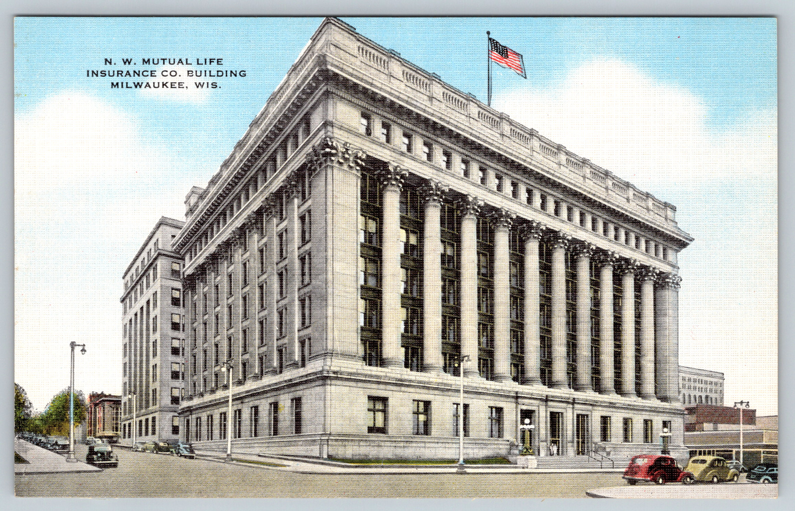 c1940s Linen N.W. Mutual Life Insurance Building Milwaukee WI Vintage Postcard
