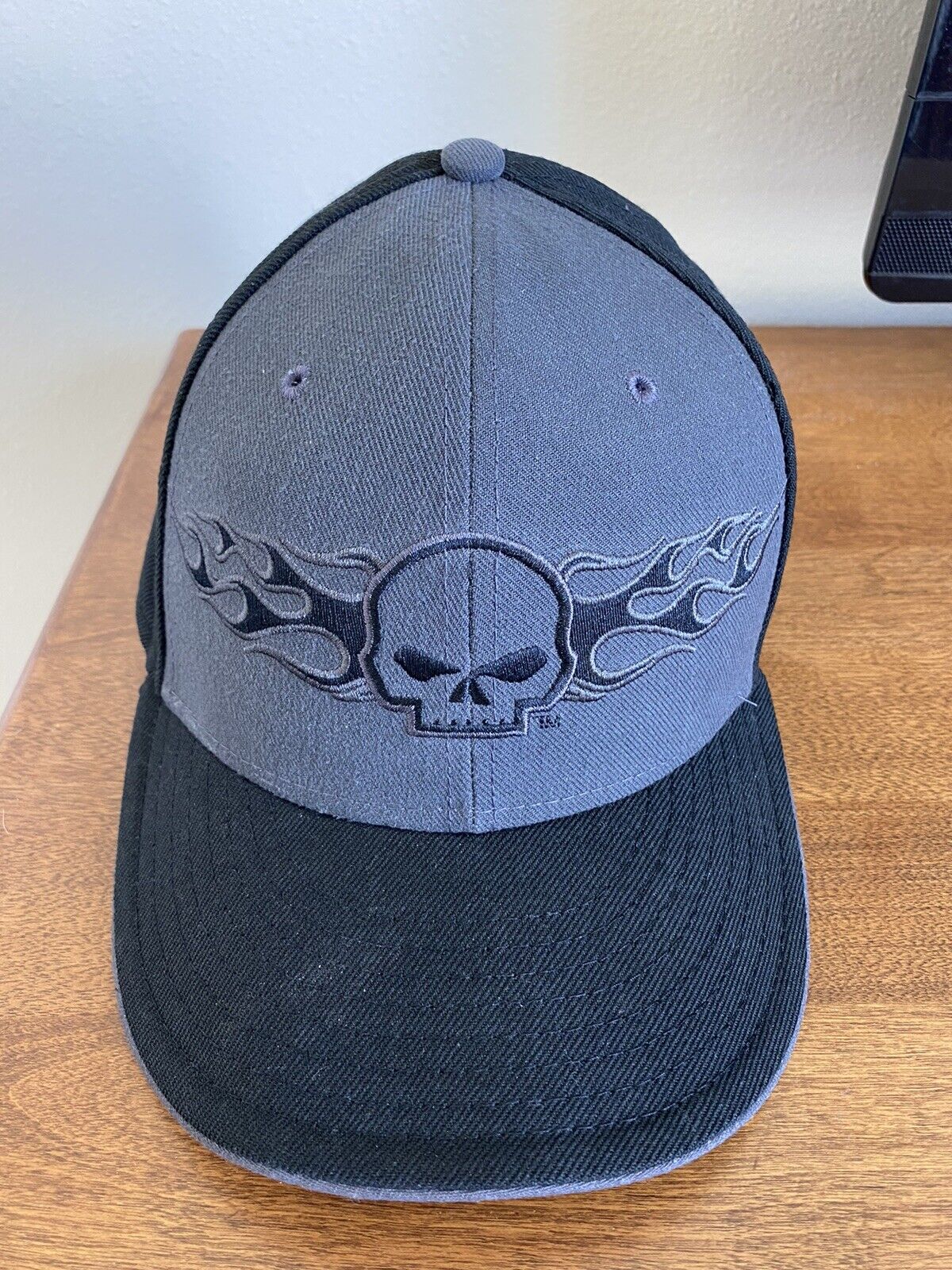UNIQUE Harley Davidson New Era Hat Skull Size 7.5 Black 59/ Fifty ebay 1/1