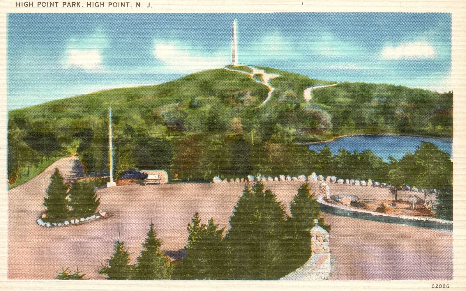Vintage Postcard High Point Park Overlooking Monument Landscape High Point NJ