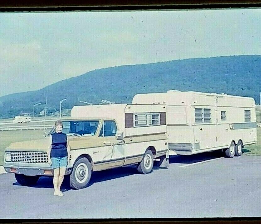 Lot of 10 1972 35mm Slides Ford Pickup Truck and Camper Trailer