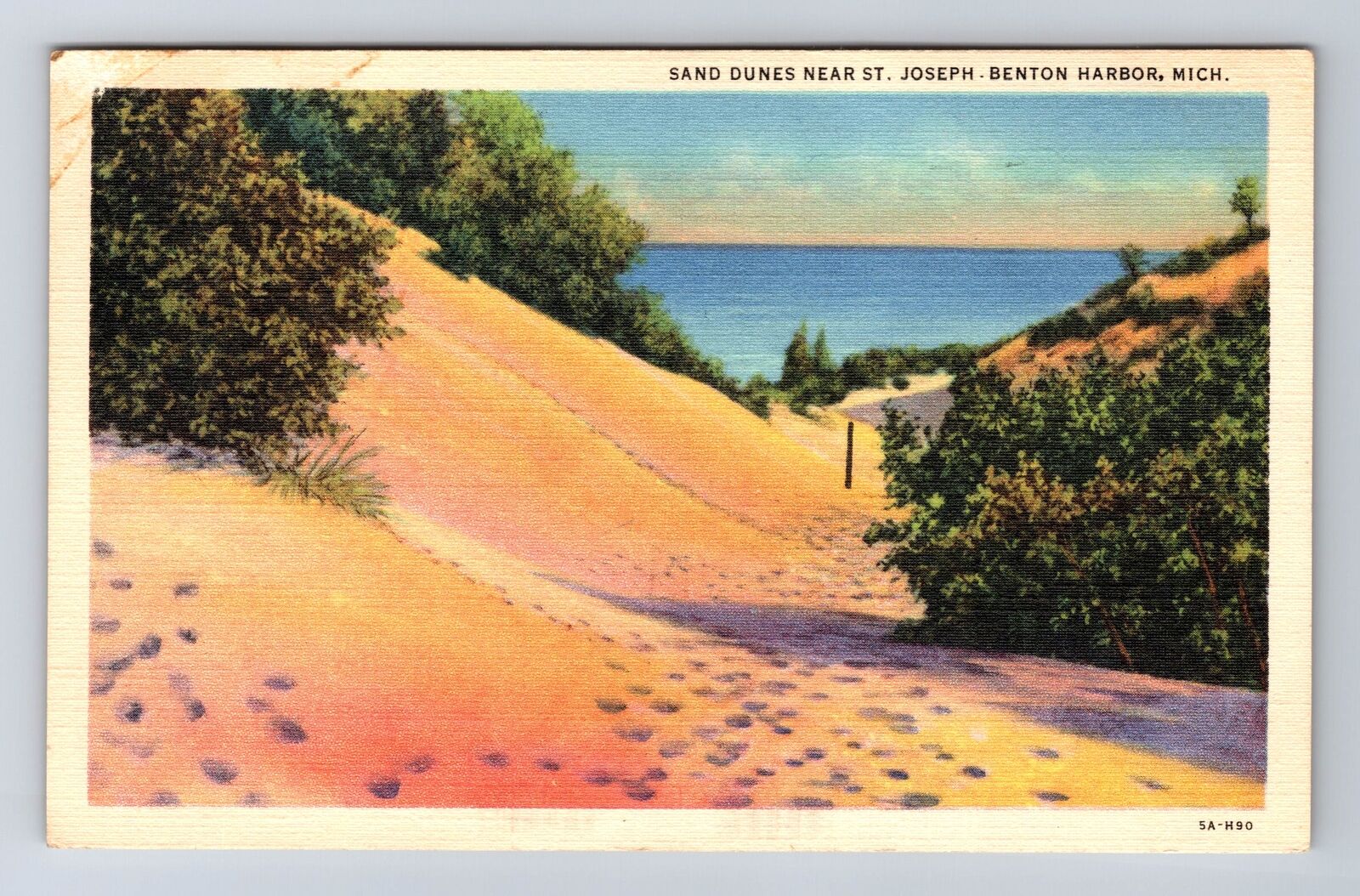 Benton Harbor MI-Michigan, Sand Dunes, Antique, Vintage c1948 Postcard