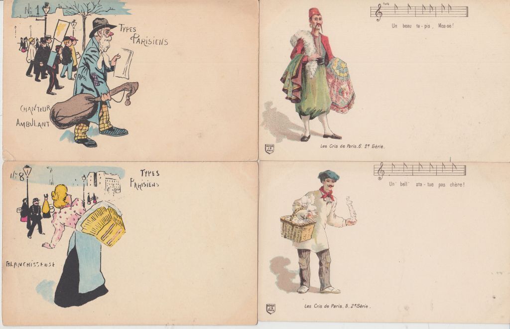 PARISIAN TYPES 16 Vintage Litho Art Postcards pre-1920 (L5165)