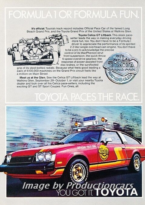 1978 Toyota Celica Pace Car Original Advertisement Print Art Car Ad J678