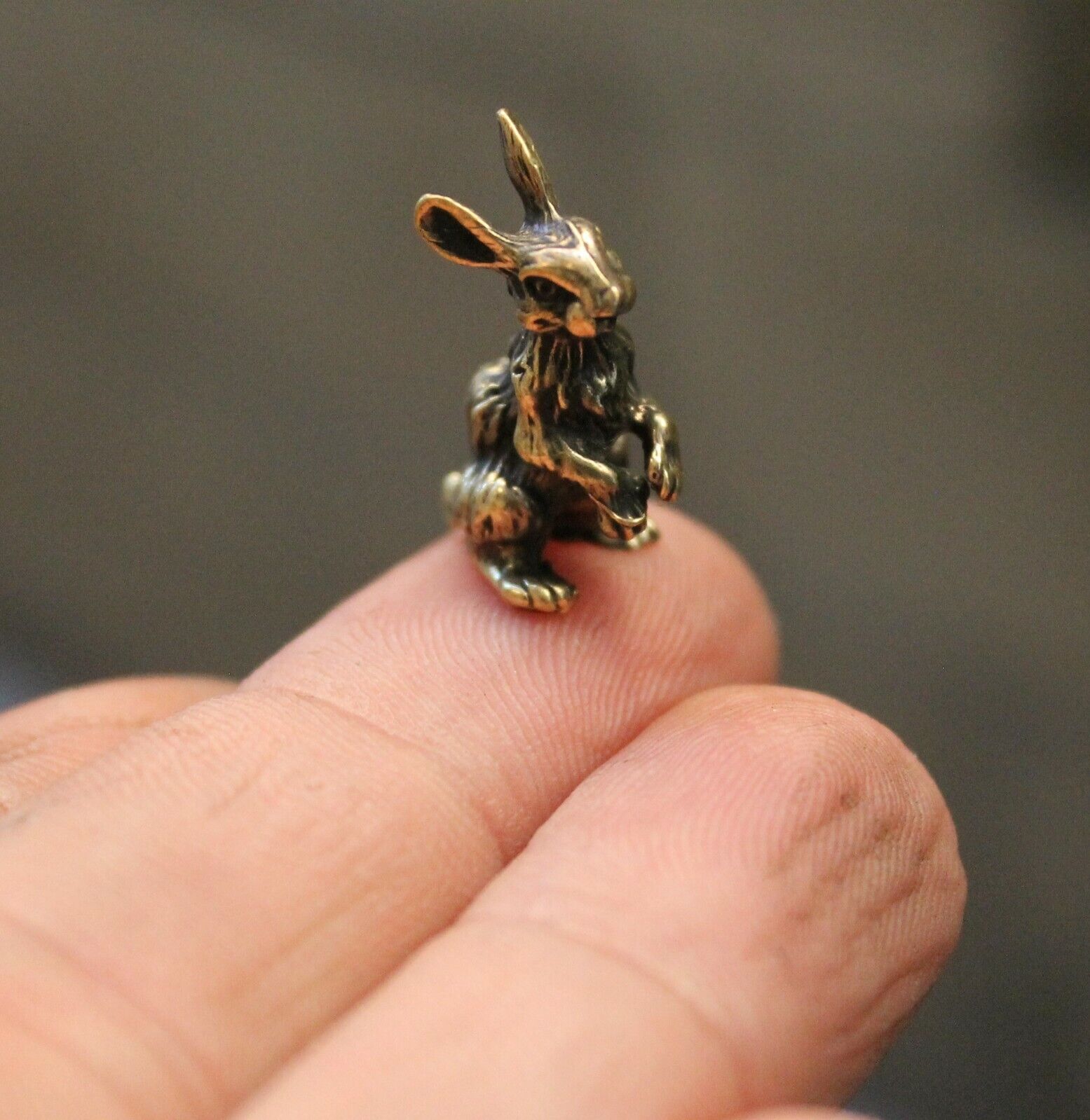 Jackrabbit Brass Small Animal Sculpture Handmade Collectible Figurine