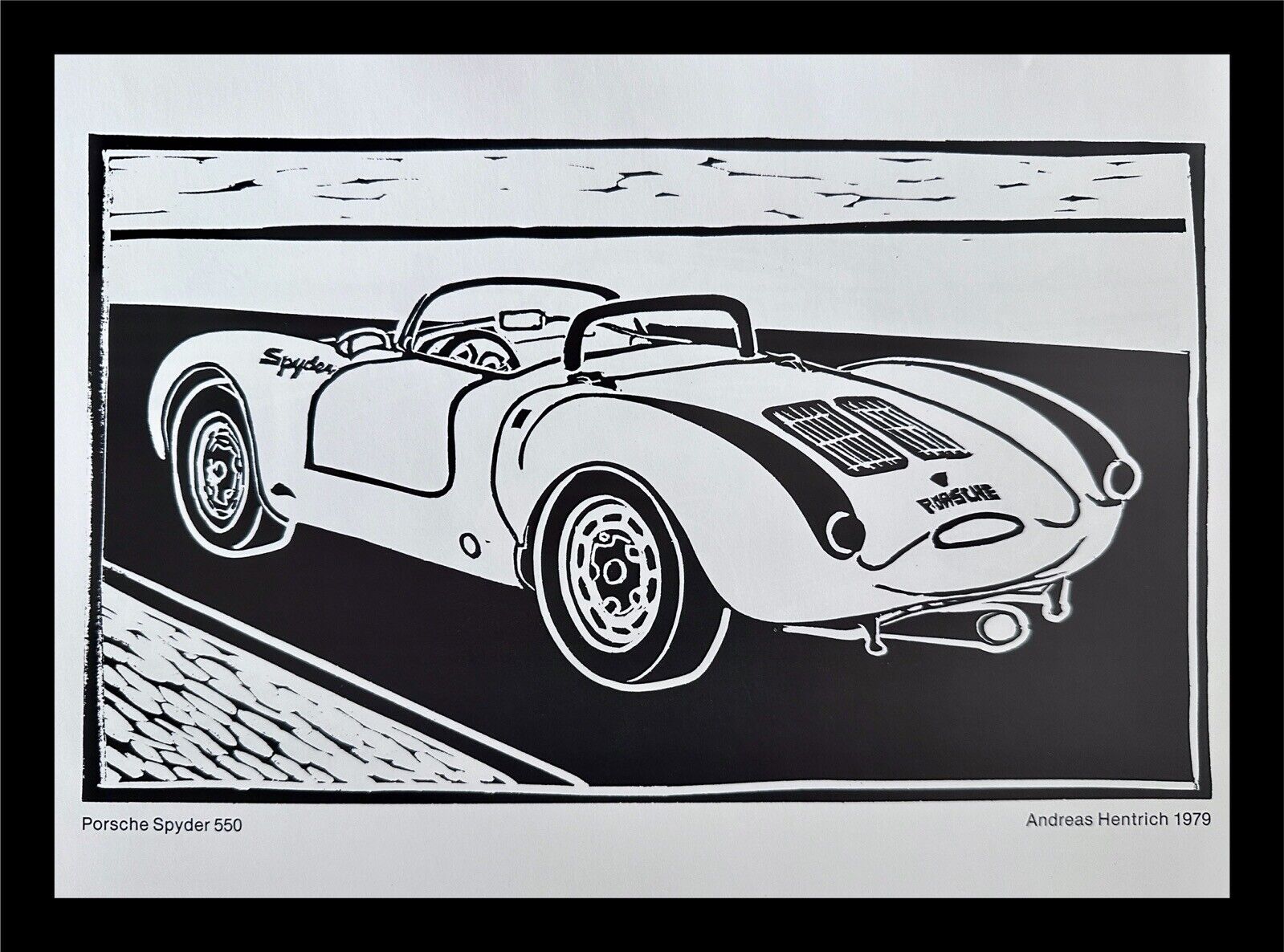 Porsche 550 Spyder Woodcut Print Andreas Hentrich 30 Years Jahre