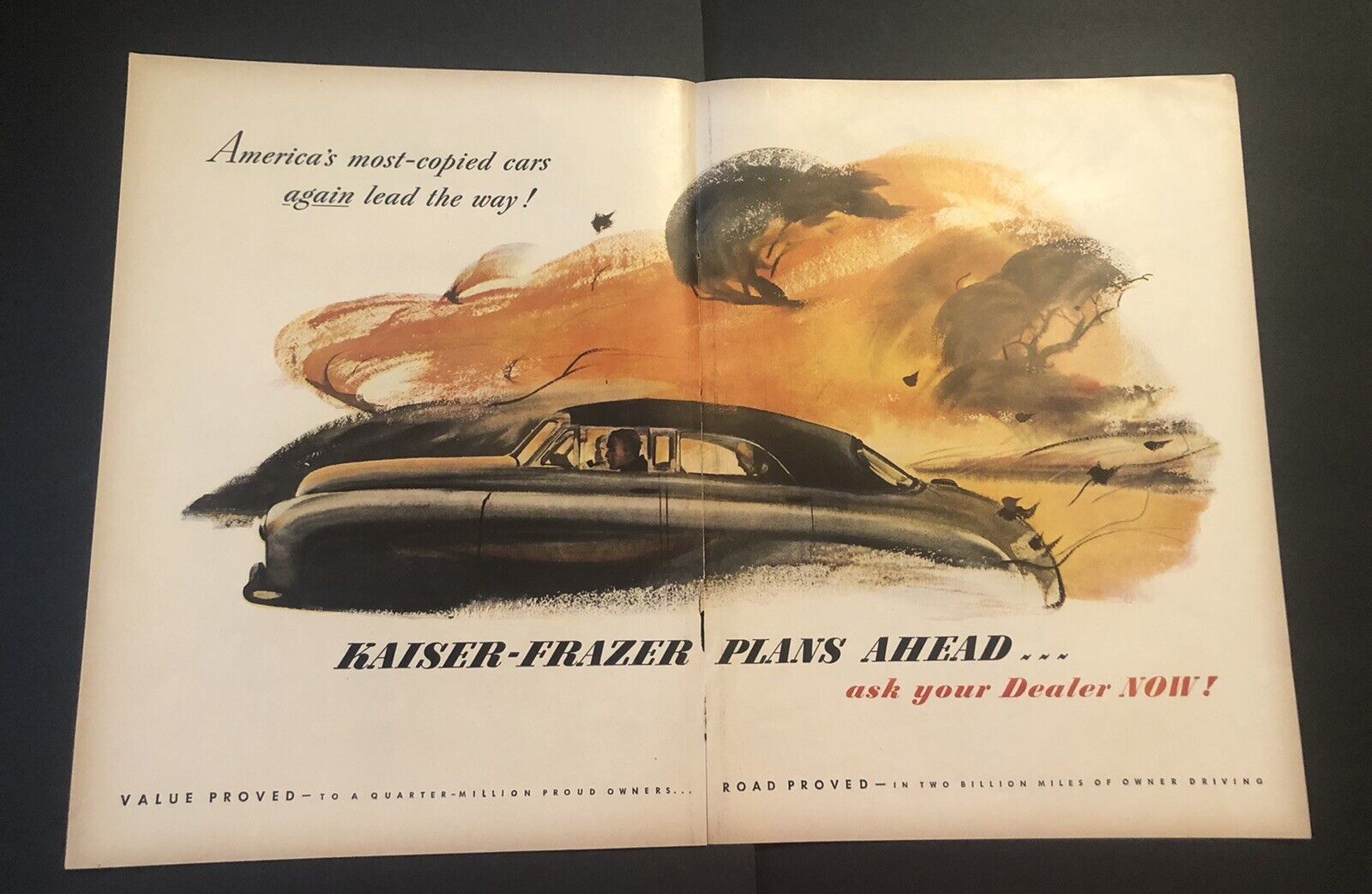 1950’s Kaiser-Frazer Car Automobile Colored Magazine Ad
