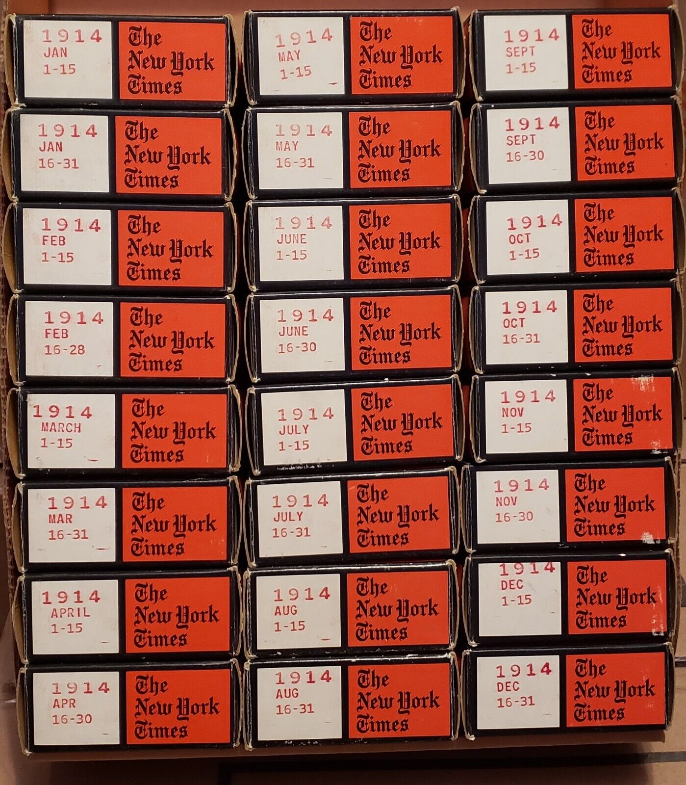 1 Full Year of New York Times on Microfilm. Choose From Years 1914 thru 2008