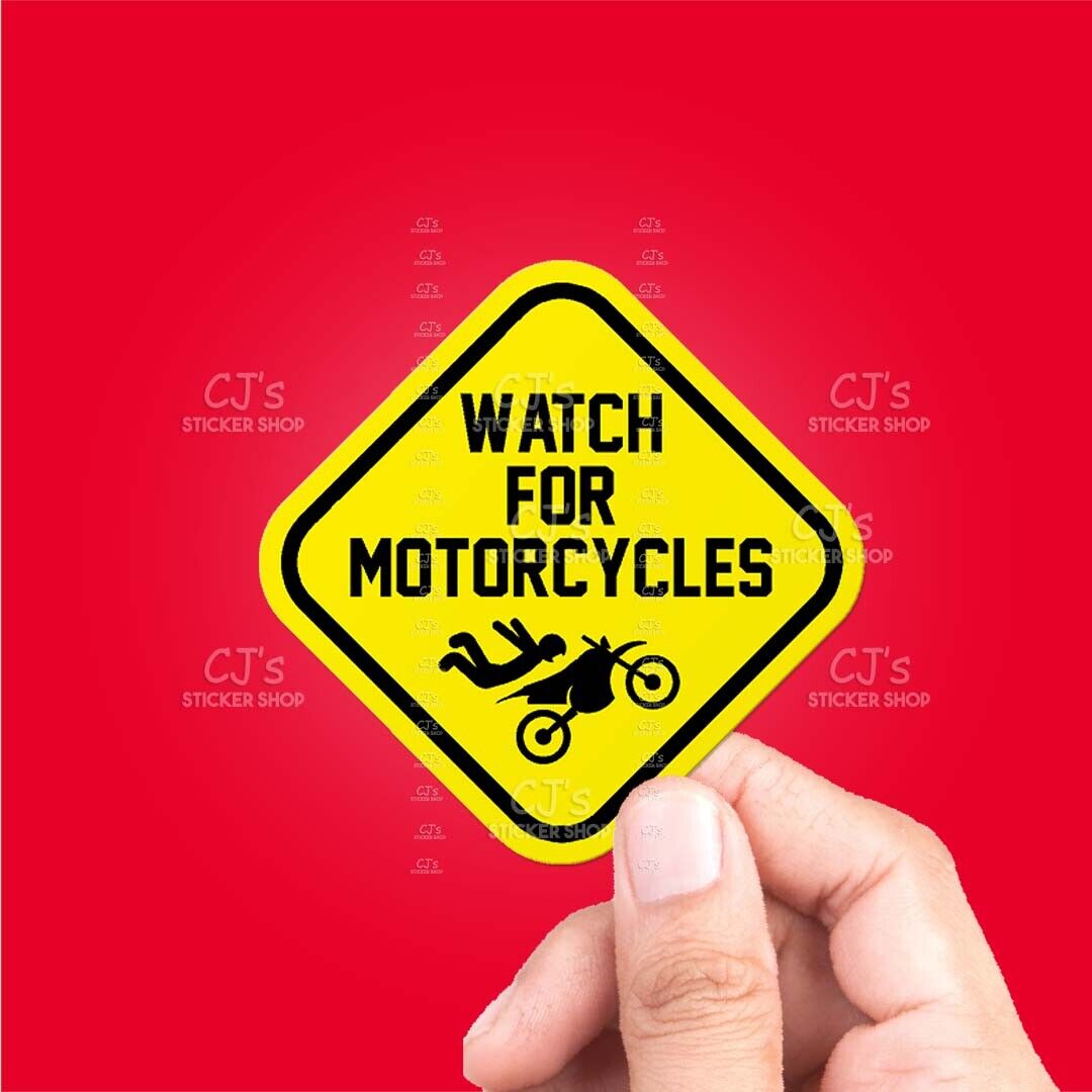 WATCH FOR MOTORCYCLES Dirt Bike Stunt - Bumper Sticker Car Window Laptop Bikes
