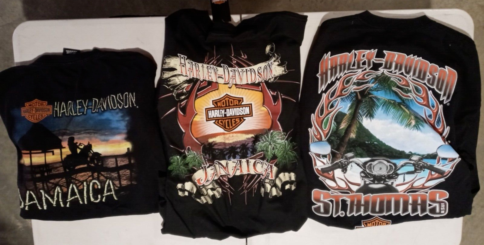 Lot of 3 short sleeve Harley Davidson motorcycle shirts. 1 new.  LARGE