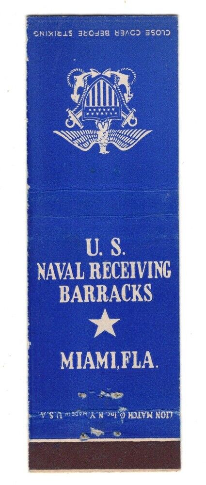 Matchbook: U.S. Naval Receiving Barracks - Miami, Florida 